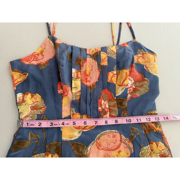 Anthropologie Maeve Floral Dress Size 4 Blue Silk Cotton Blend Open Back New - Picture 5 of 16